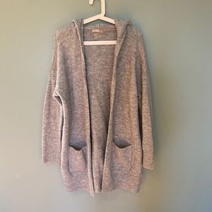 Grey hooded cardigan